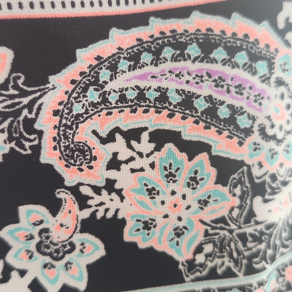 C Romantic Peasant Blouse Loose Flowy Paisly Print Ruffled Trim Bohemian/Folk L - Picture 8 of 14
